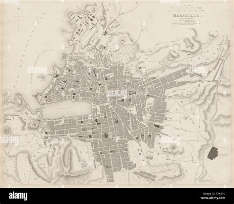 MARSEILLE antique town city map. Ancient Massilia. Marseilles. SDUK 1844 Stock Photo - Alamy