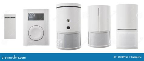 Set of Home Security Sensors Stock Image - Image of press, hand: 181234959