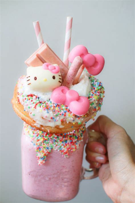 Hello Kitty Donut Sprinkles Milkshake Kawaii Dessert, Kawaii Food, Yummy Food Dessert, Yummy ...