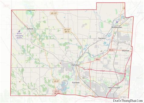 Map of Butler County, Ohio - Thong Thai Real