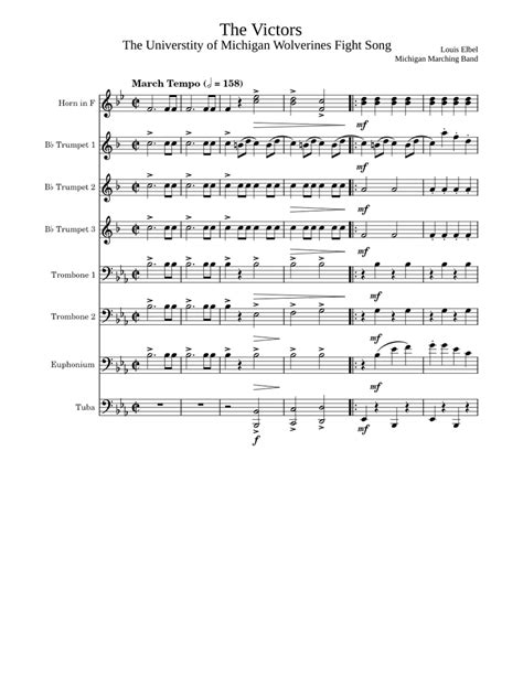 Michigan Fight Song (The Victors) Sheet music for Trombone, Euphonium ...