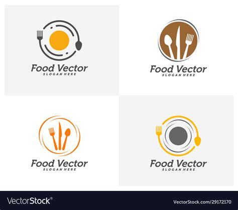 Set creative food logo design restaurant Vector Image