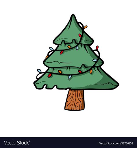 Christmas tree on white background cute cartoon Vector Image