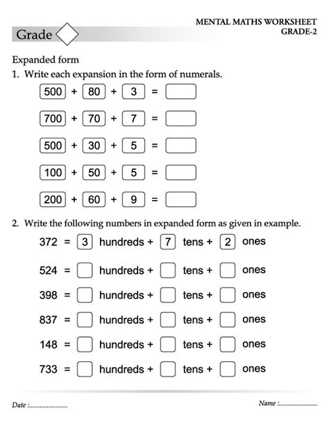 Free Printable Expanded Form Worksheets