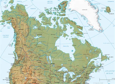 Canada Physical Map - North America