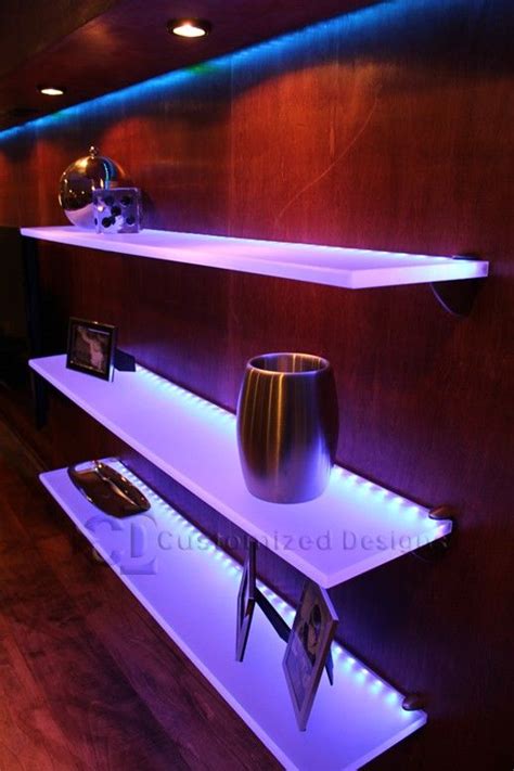 LED Illuminated Floating Shelf Floating Shelves With Lights, Floating Shelves Entertainment ...