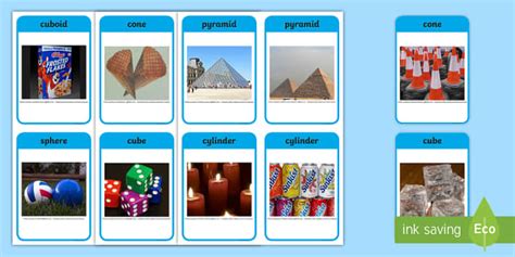 3D Shapes Real Life Objects Cards - Real world, 3D shape