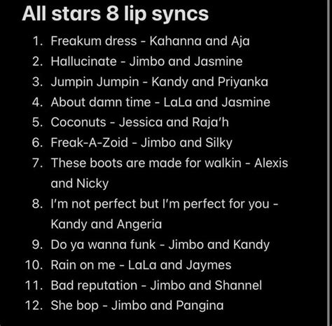 All stars 8 lip syncs ranking : r/dragrace