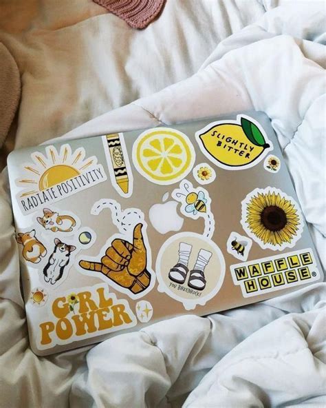 Yellow Aesthetic #MadEDesigns Laptop Stickers from RedBubble! www ...