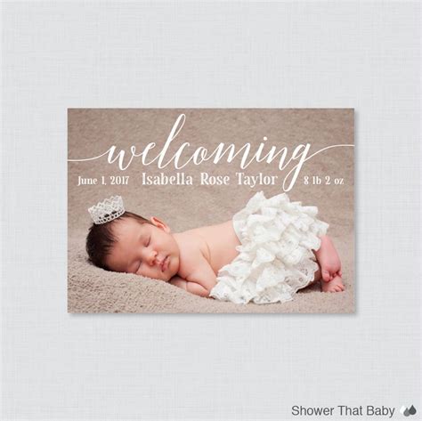 Printable or Printed Birth Announcement Cards Photo Birth - Etsy