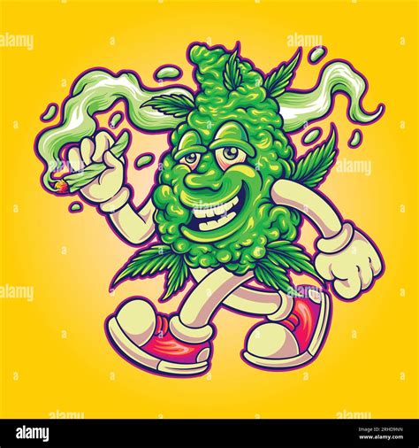 Smoking weed fun monster funky cannabis vector illustrations for your work logo, merchandise t ...