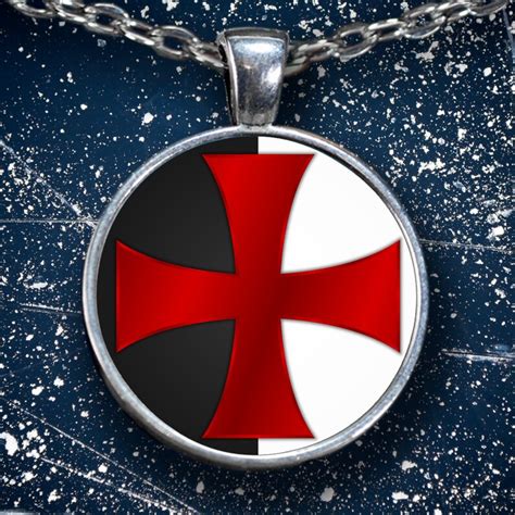 Knights Templar Cross Flag Necklace Masonic Symbol Temple of | Etsy