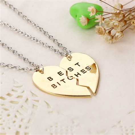 gold best friend initial birthstone necklace jewrlry broken heart set friendship necklace gift C0172