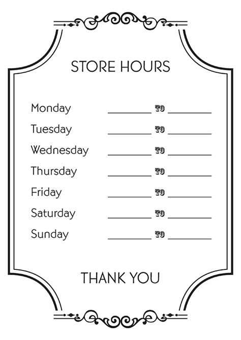 Business Hours Sign Template Free - FREE PRINTABLE TEMPLATES