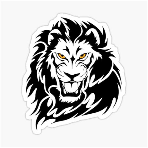 "lion face - scary lion face - black lion" Sticker for Sale by mu-art ...