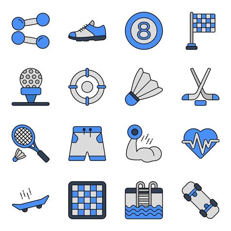 Pack of Sports Equipment Flat Icons 25392786 Vector Art at Vecteezy