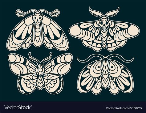 Moth hand drawing old school tattoo Royalty Free Vector