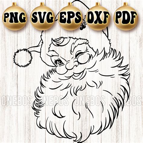 Santa SVG Full Color Black & White Santa Claus Head | Etsy