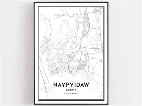 Naypyidaw Map Print Naypyidaw Map Poster Wall Art Naypyidaw | Etsy