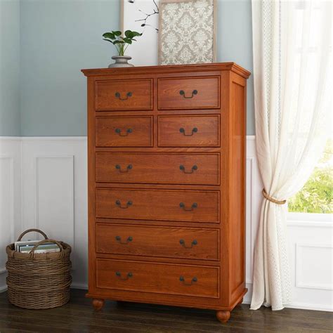 Delanson Solid Mahogany Wood Tall Bedroom Dresser With 8 Drawers