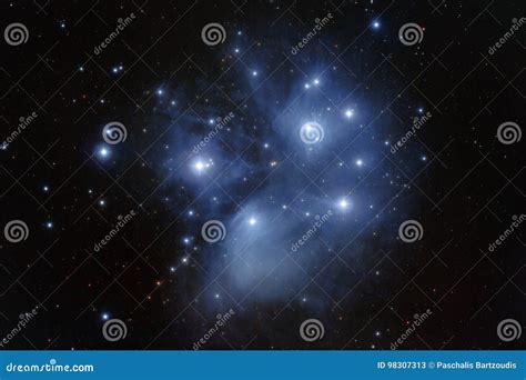 M45 - Pleiades Star Cluster in Taurus Stock Image - Image of celestial, gravity: 98307313