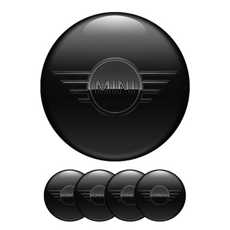 Mini Cooper Black Emblem Set of 4 X All Sizes Domed Silicone Stickers 3D Print Logo for Wheel ...