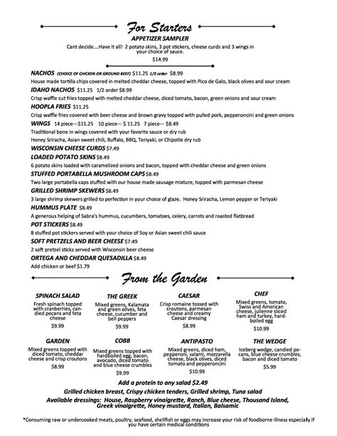 Lake View Bar & Grill Menu – Lake Havasu Golf Club