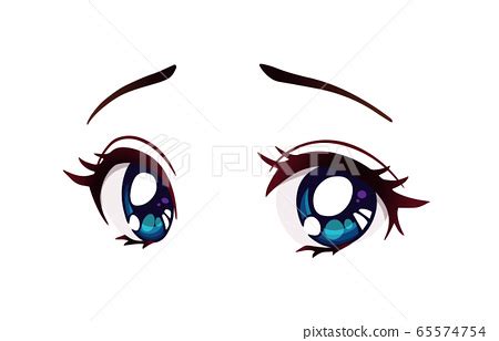 Sad anime style big blue eyes. Hand drawn vector - Stock Illustration [65574754] - PIXTA