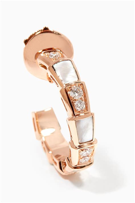 Shop BVLGARI Rose Gold Serpenti Viper Mother-Of-Pearl & Diamond ...