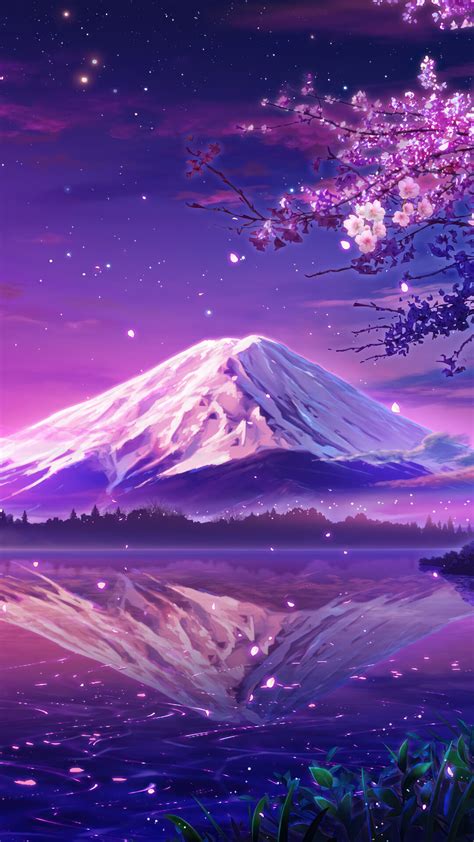 Mount Fuji, Cherry Blossom, Scenery, Art HD Phone Wallpaper | Rare Gallery