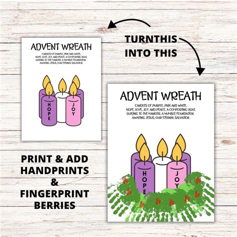 Advent Wreath Handprint Craft, Christmas Advent Handprint Art Activity ...