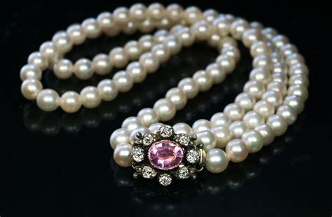 Antique Double Strand Pearl Necklace with Jeweled Clasp, 1920s, the clasp is much ea… | Antique ...