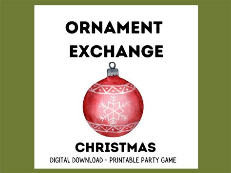 Christmas Ornament Exchange Game Clean Humor Family Game Office Party Secret Santa Printable ...