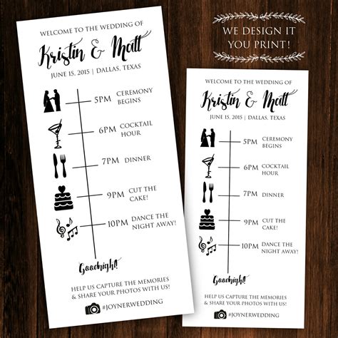 Printable Wedding Timeline - Printable Wedding Itinerary - Wedding ...