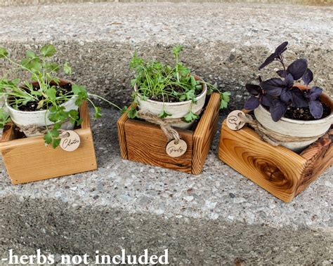 Herb Planter Herb Pots Custom Herb Box Herbs Barnwood - Etsy