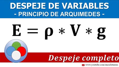 DESPEJE DE VARIABLES - PRINCIPIO DE ARQUIMEDES - YouTube