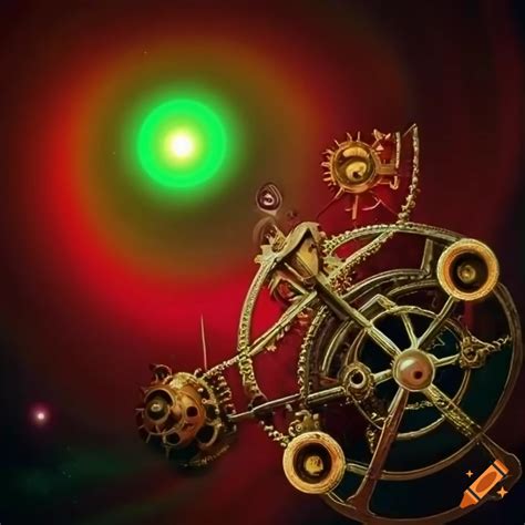Steampunk flying wheel with colorful design