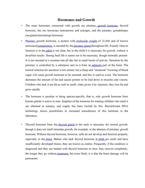 Hormones and growth - Lecture Notes - Hormones and Growth The main ...