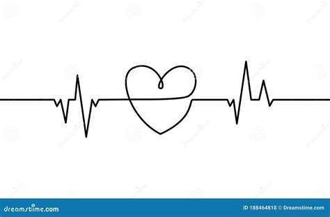 Continuous Line Drawing of Heart Heartbeat Stock Vector - Illustration of human, diagnosis ...