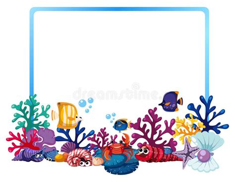 Border Template with Fish and Coral Reef Stock Illustration ...