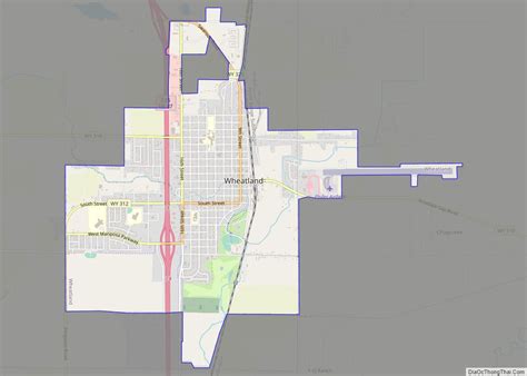 Map of Wheatland town, Wyoming