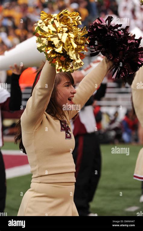 17 October 2009: Boston College cheerleaders at Alumni Stadium in ...