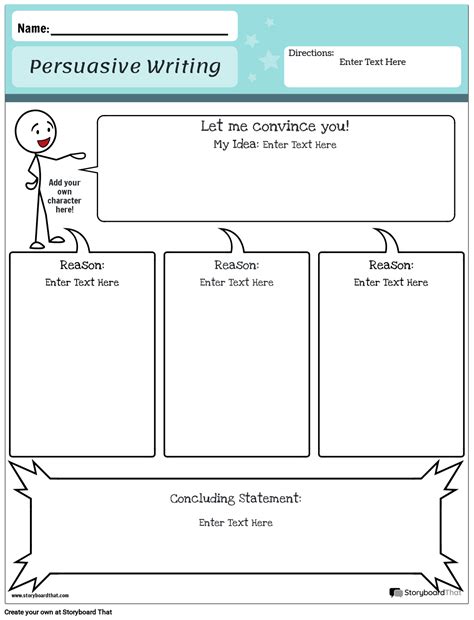 Stickman Speech Bubble Persuasive Writing Worksheet Template