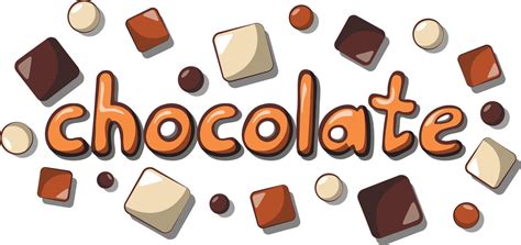 Lettering of the word chocolate with pieces of painted chocolate ...