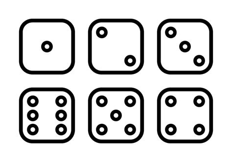 Dice sides, dice faces icon set in line style design isolated on white ...