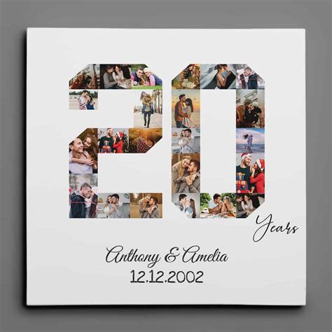 Custom Number 20 Years Anniversary Photo Collage Canvas Print | 365Canvas