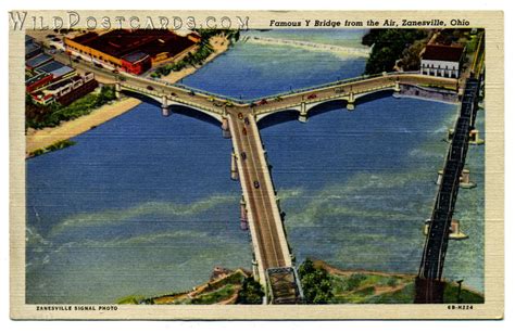 Famous Y Bridge from the Air, Zanesville, Ohio – Wild Postcards