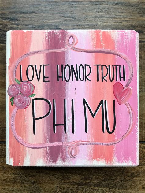 Phi Mu Art Print On A Wood Block | Etsy