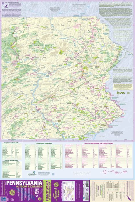 Pennsylvania Statewide Outdoor Recreation Lizard Map - Purple Lizard Maps