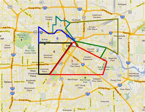 6 Wards Of Houston Map - Map